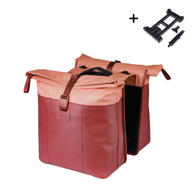 Basil Vive - double pannier bag MIK - 28–35L - burgundy/pink