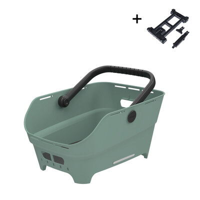 Basil Cento Neo MIK - rear bicycle basket - silvergreen