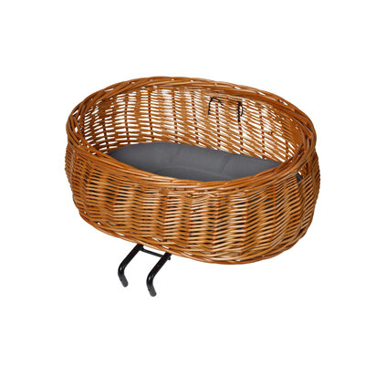 Basil Pluto - dog bicycle basket - front - brown