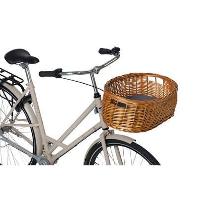 Basil Pluto - dog bicycle basket - front - brown