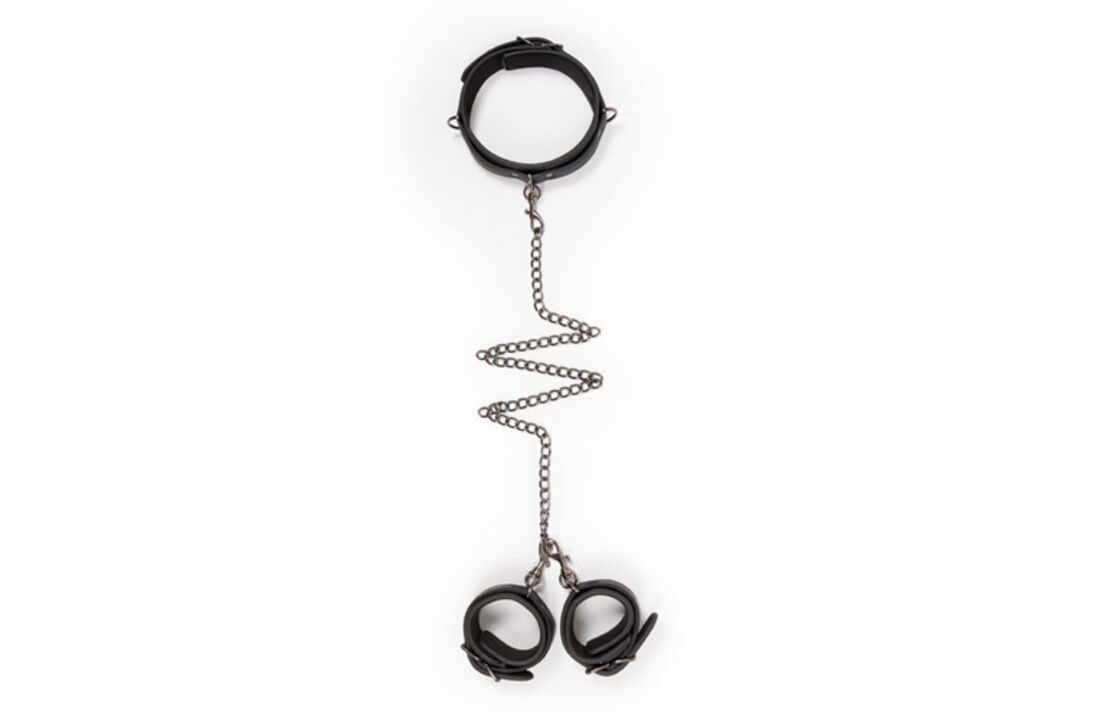 Kunstleren halsband met handboeien