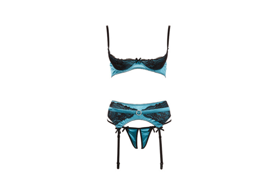 Jade BH-set Met Open Cups - Groen/Zwart
