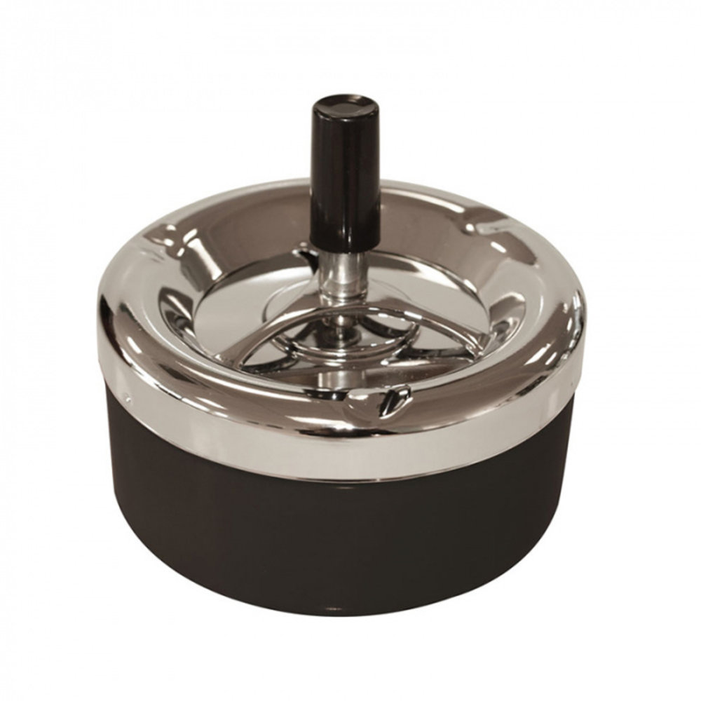 Bookwill Cendrier rotatif - 110mm - Noir/Chrome Bookwill Cendrier rotatif - 110mm - Noir/Chrome