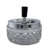 Bookwill Draai-asbak - 120mm - Rond - Glas - Chrome/Zwart Bookwill Draai-asbak - 120mm - Rond - Glas - Chrome/Zwart