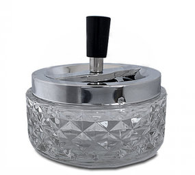 Bookwill Cendrier rotatif - 120mm - Rond - Verre - Chrome/Noir Bookwill Cendrier rotatif - 120mm - Rond - Verre - Chrome/Noir