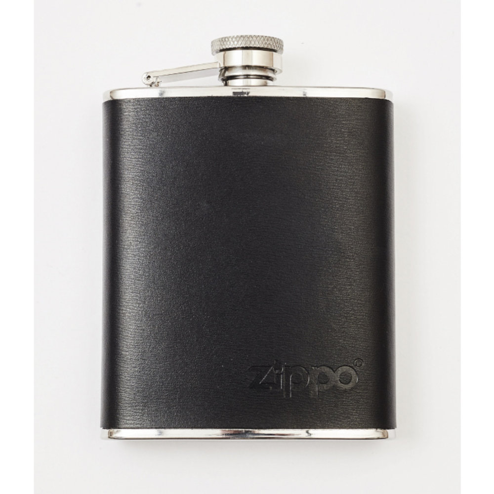 Zippo Flasche - Schwarzes Leder 6OZ Zippo Flasche - Schwarzes Leder 6OZ