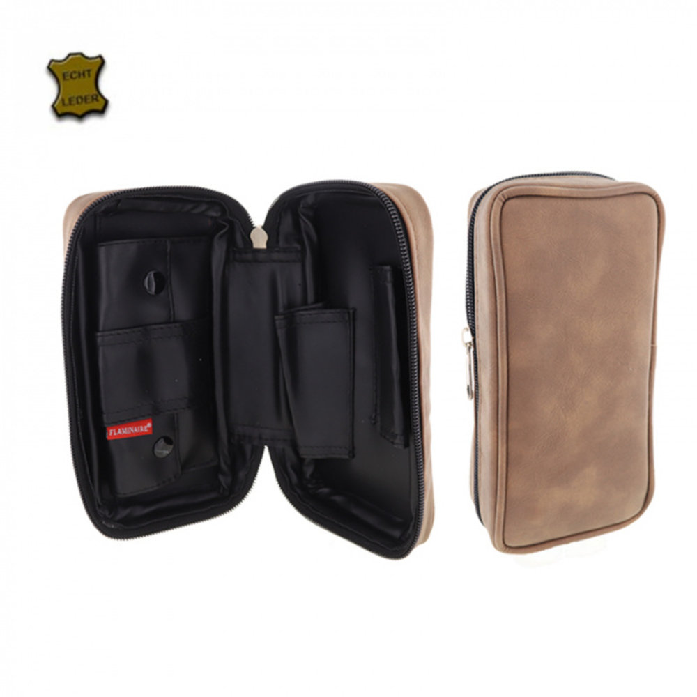 Flaminaire Pijpetui - 2 pijpen + tabaksetui - bruin Flaminaire Pijpetui - 2 pijpen + tabaksetui - bruin