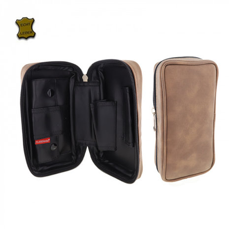 Flaminaire Pijpetui - 2 pijpen + tabaksetui - bruin Flaminaire Pijpetui - 2 pijpen + tabaksetui - bruin