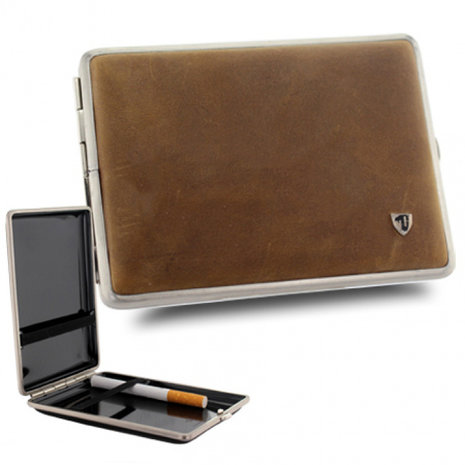 Bookwill Sigarettenkoker - leer - 115x83x22 - suede chrome cognac Bookwill Sigarettenkoker - leer - 115x83x22 - suede chrome cognac