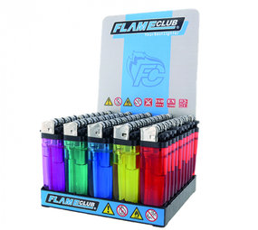 Flameclub Wegwerp aansteker vuursteen - transparant - display (50-stuks) Flameclub Wegwerp aansteker vuursteen - transparant - display (50-stuks)