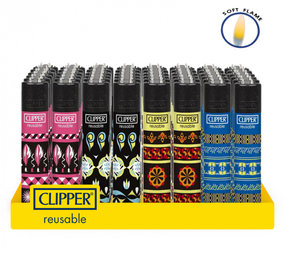 Clipper Vuursteen aansteker - Deco Pattern + BW - Display (48-stuks) Clipper Vuursteen aansteker - Deco Pattern + BW - Display (48-stuks)