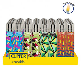 Clipper Feuerzeug mit Feuerstein - Zufälliges Muster - Display (48er-Pack) Clipper Feuerzeug mit Feuerstein - Zufälliges Muster - Display (48er-Pack)