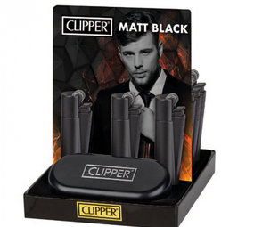 Clipper Metal Small Vuursteen aansteker - Black - Display + Giftbox (12-stuks) Clipper Metal Small Vuursteen aansteker - Black - Display + Giftbox (12-stuks)