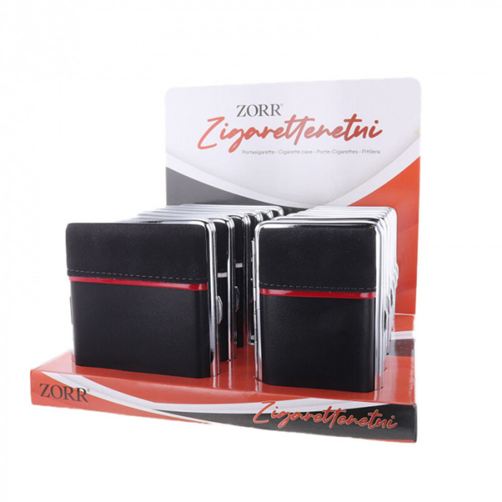 Zorr Cigarette case - Black PU leather - Wide and narrow - Display (12-pieces) Zorr Cigarette case - Black PU leather - Wide and narrow - Display (12-pieces)