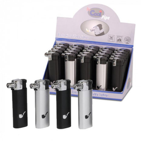 Cool Pipe piézoélectrique jetable - Noir & Chrome - PIPE - Présentoir (25 pièces) Cool Pipe piézoélectrique jetable - Noir & Chrome - PIPE - Présentoir (25 pièces)