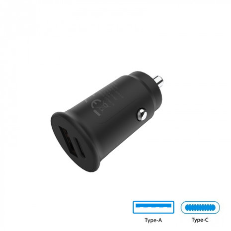Grab n Go USB-C + USB-A Autoladegerät - Schwarz - 30W Grab n Go USB-C + USB-A Autoladegerät - Schwarz - 30W