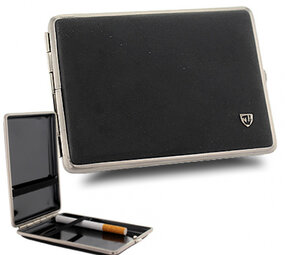 Bookwill Cigarette case - Leather - 115x83x22 - Suede Chrome Black Bookwill Cigarette case - Leather - 115x83x22 - Suede Chrome Black