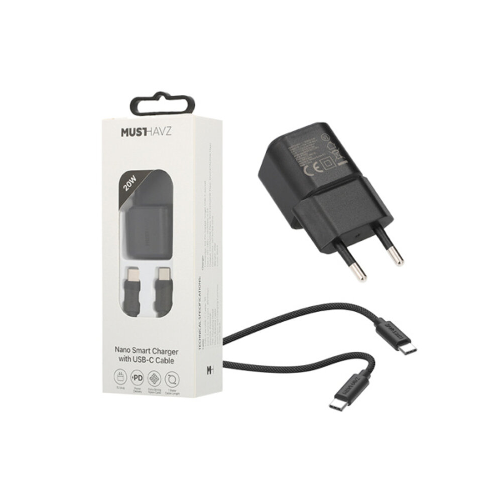 Musthavz Nano Ladegerät 20W + USB-C/USB-C Kabel