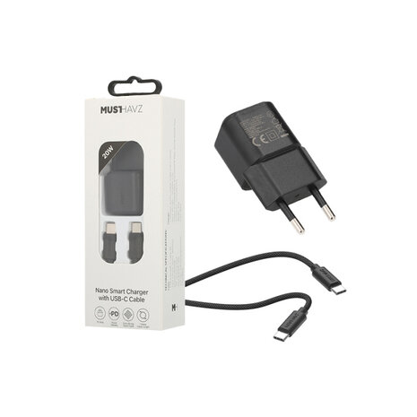 Musthavz Nano Ladegerät 20W + USB-C/USB-C Kabel