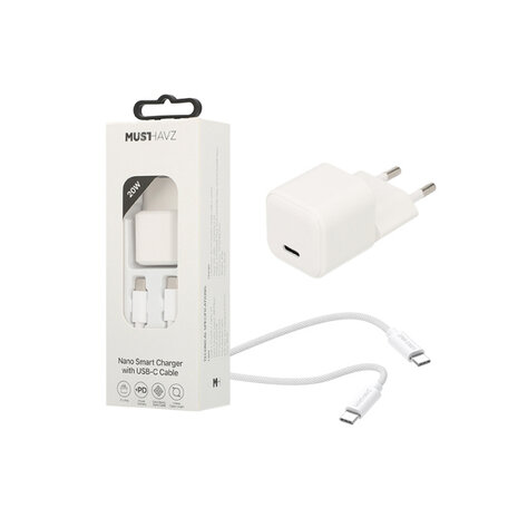 Musthavz Nano Charger 20W + câble USB-C/USB-C Musthavz Nano Charger 20W + câble USB-C/USB-C