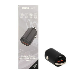 Musthavz 2-Port Car Charger USB-A + USB-C 38W Musthavz 2-Port Car Charger USB-A + USB-C 38W