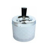 Bookwill Cendrier rotatif - 90mm - Rond - Verre - Chrome/Blanc Bookwill Cendrier rotatif - 90mm - Rond - Verre - Chrome/Blanc