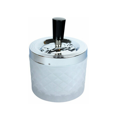 Bookwill Drehbarer Aschenbecher - 90mm - Rund - Glas - Chrom/Weiß Bookwill Drehbarer Aschenbecher - 90mm - Rund - Glas - Chrom/Weiß