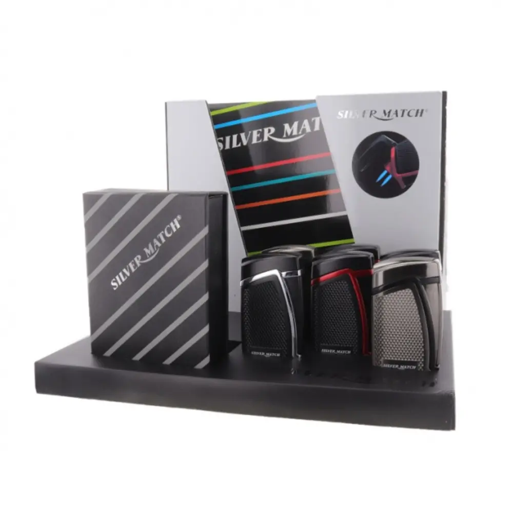 Silver match Silver Match - Double Blueflame aansteker - Display (6-stuks) Silver match Silver Match - Double Blueflame aansteker - Display (6-stuks)