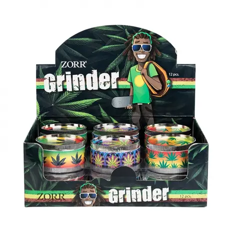 Zorr Zorr - Grinder 52mm - Weed Design - Display (12-stuks) Zorr Zorr - Grinder 52mm - Weed Design - Display (12-stuks)