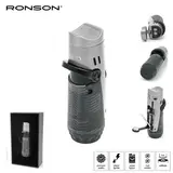 Ronson Ronson Bora - 2-Jetflame lighter + Drill - Silver Black Ronson Ronson Bora - 2-Jetflame lighter + Drill - Silver Black