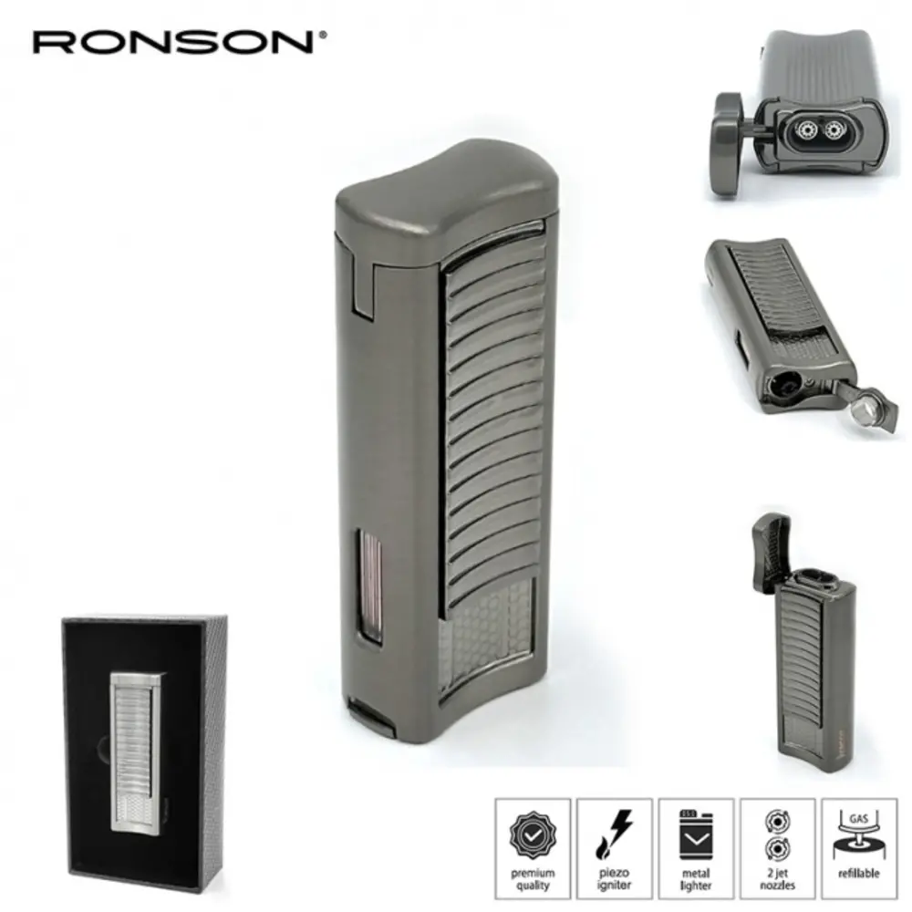 Ronson Ronson Passat - Briquet 2-Jetflame + Perceuse - Gun Metal
