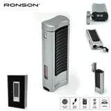 Ronson Ronson Passat - 2-Jetflame aansteker + Boor - Silver Black Ronson Ronson Passat - 2-Jetflame aansteker + Boor - Silver Black