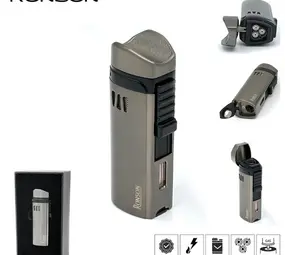Ronson Ronson Mistral - 3-Jetflame aansteker + Boor - Gun Metal Ronson Ronson Mistral - 3-Jetflame aansteker + Boor - Gun Metal