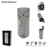 Ronson Ronson Volcano - 4-Jetflame aansteker + Boor - Gun Metal Satin Ronson Ronson Volcano - 4-Jetflame aansteker + Boor - Gun Metal Satin