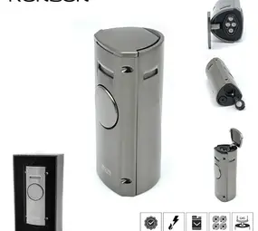 Ronson Ronson Volcano - 4-Jetflame aansteker + Boor - Gun Metal Satin Ronson Ronson Volcano - 4-Jetflame aansteker + Boor - Gun Metal Satin