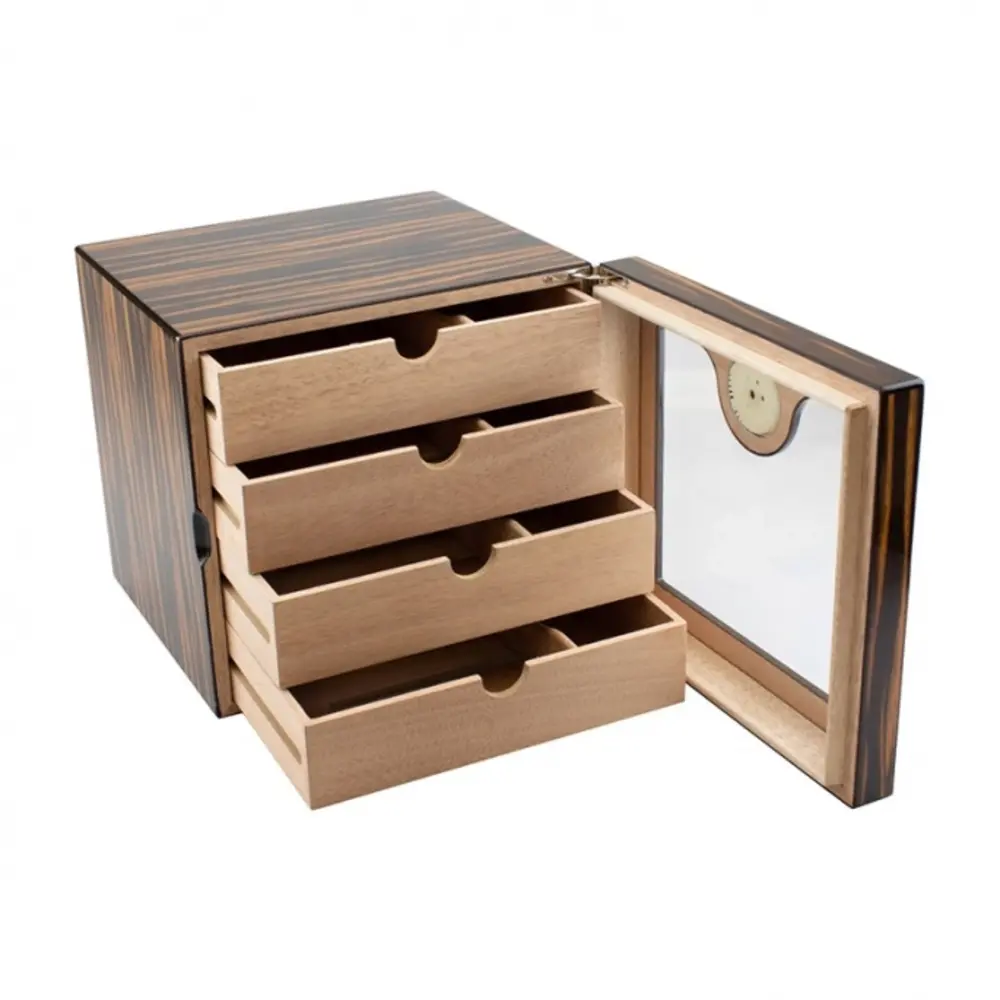 Bookwill Bookwill Humidor - Kabinet 4-lades - 80 sigaren - Macassar High Gloss - 240x230x220mm Bookwill Bookwill Humidor - Kabinet 4-lades - 80 sigaren - Macassar High Gloss - 240x230x220mm