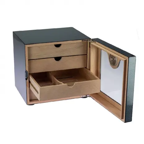 Bookwill Bookwill Cave à cigares - Armoire 4 tiroirs - 80 cigares - Carbone Haute Brillance - 240x226x220mm Bookwill Bookwill Cave à cigares - Armoire 4 tiroirs - 80 cigares - Carbone Haute Brillance - 240x226x220mm