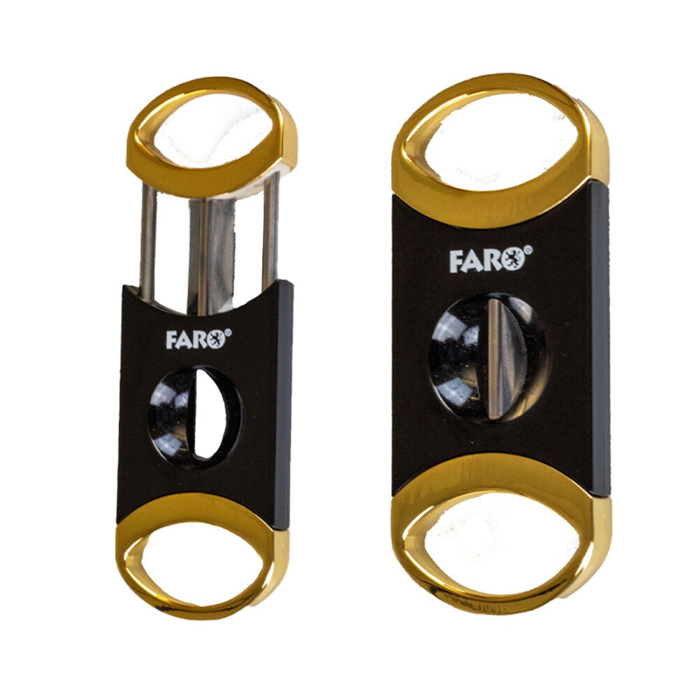 Faro Faro - Coupe-cigare V-Cut 24mm (dans une boîte cadeau) - Or/Noir Faro Faro - Coupe-cigare V-Cut 24mm (dans une boîte cadeau) - Or/Noir