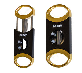 Faro Faro - Coupe-cigare V-Cut 24mm (dans une boîte cadeau) - Or/Noir Faro Faro - Coupe-cigare V-Cut 24mm (dans une boîte cadeau) - Or/Noir