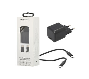 Musthavz Musthavz - Nano Chargeur 30W + Câble USB-C/USB-C - Blanc Musthavz Musthavz - Nano Chargeur 30W + Câble USB-C/USB-C - Blanc