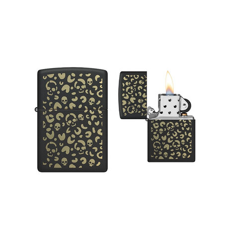 Zippo Zippo - Skull Leopard Design Black Matte
