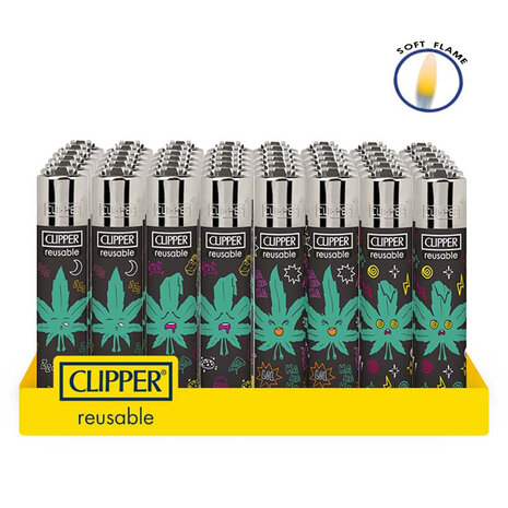 Clipper Clipper Micro - Vuursteen aansteker - CP22 Happy Weeds 2 - Display (48-stuks)