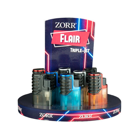 Zorr Zorr - Triple JetFlame aansteker - Flair - Display (8-stuks)