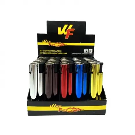 wildfire JetFlame aansteker - Shiny Metal - Display (25-stuks)