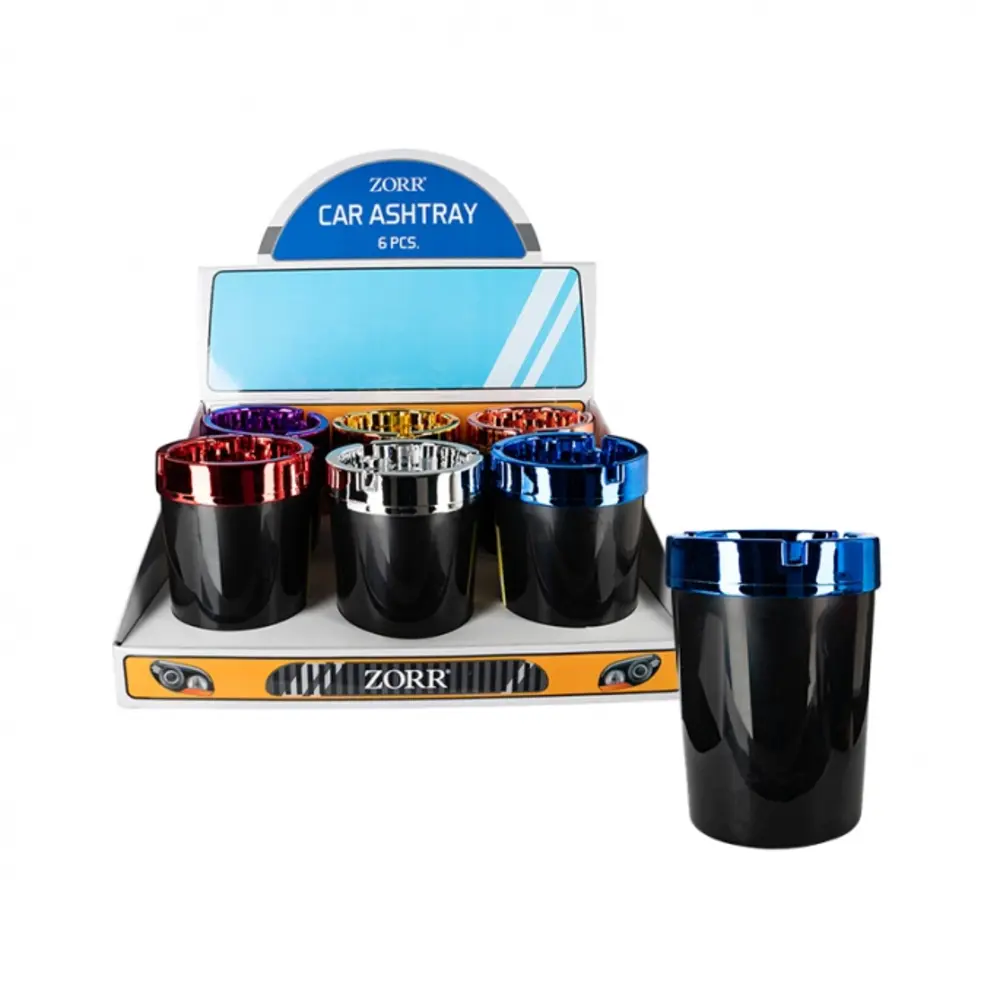 Zorr Auto-Asbak / Peuken-beker - Black/Metal Display (6-stuks) Zorr Auto-Asbak / Peuken-beker - Black/Metal Display (6-stuks)