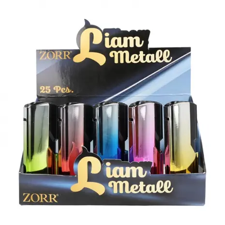 Zorr JetFlame aansteker - Liam Metal - Display (25-stuks)