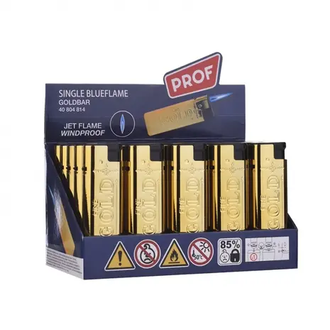 prof Jetflame aansteker - Goldbar - Display (25-stuks) prof Jetflame aansteker - Goldbar - Display (25-stuks)