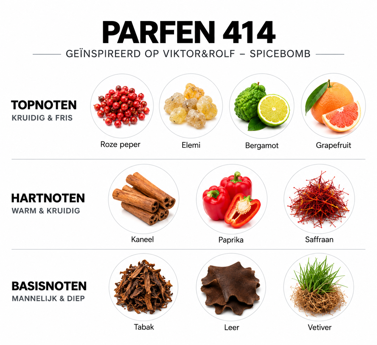 Geurnoten Parfen 414 geïnspireerd op Viktor&Rolf Spicebomb