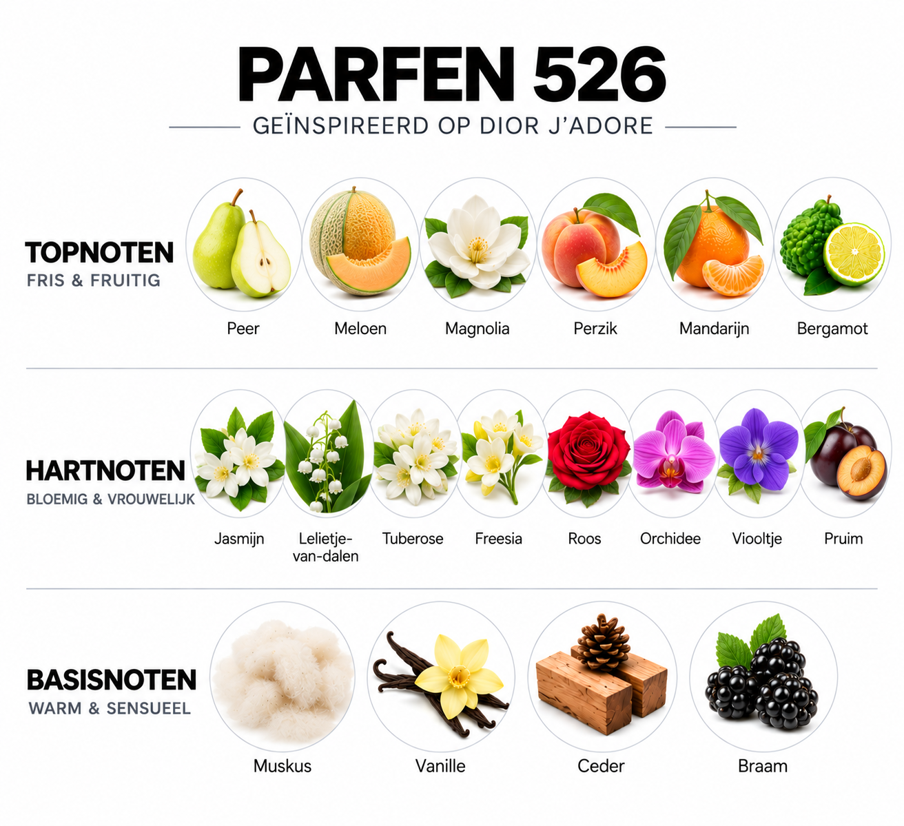 Geurnoten Parfen 526 geïnspireerd op Dior J'adore