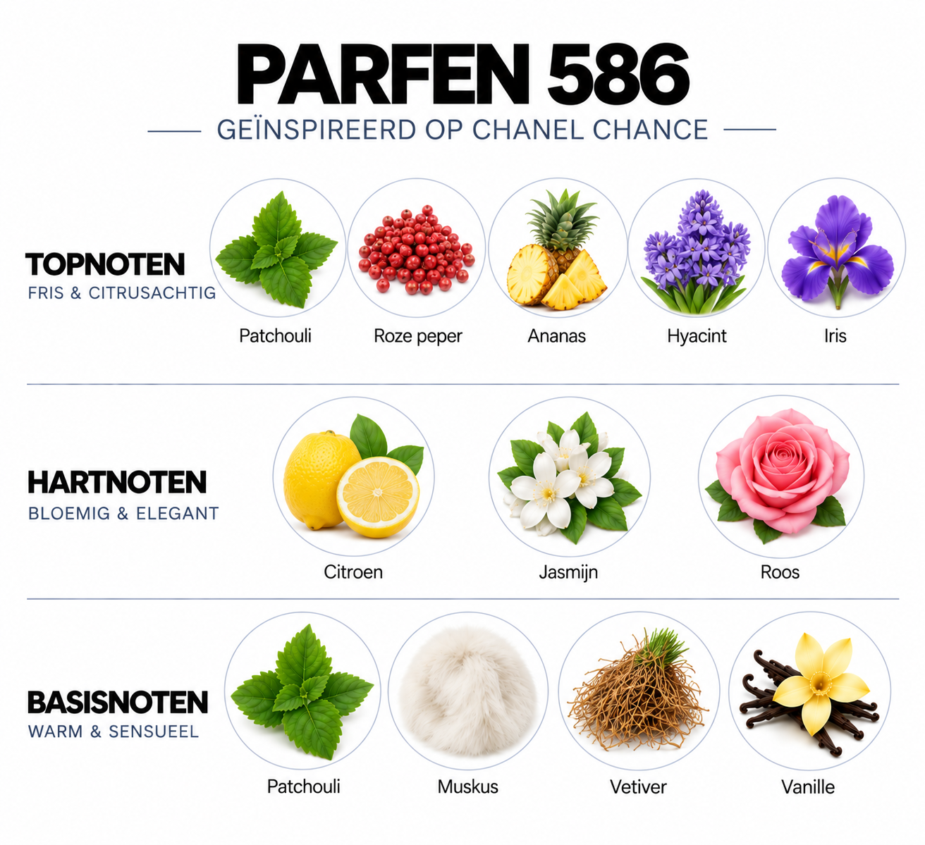 Geurnoten Parfen 586 geïnspireerd op Chanel Chance